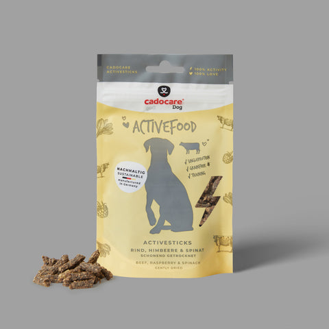 cadocare Dog Snacks - ActiveSticks - Beef, Raspberry & Spinach