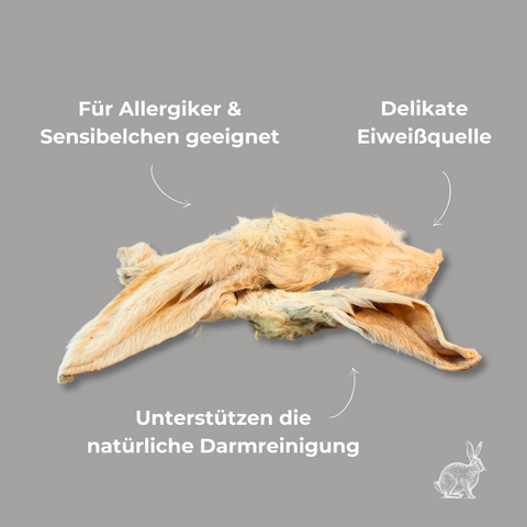 Premium Naturkauartikel - PURECHEW - Delikate Kaninchenohren mit Fell